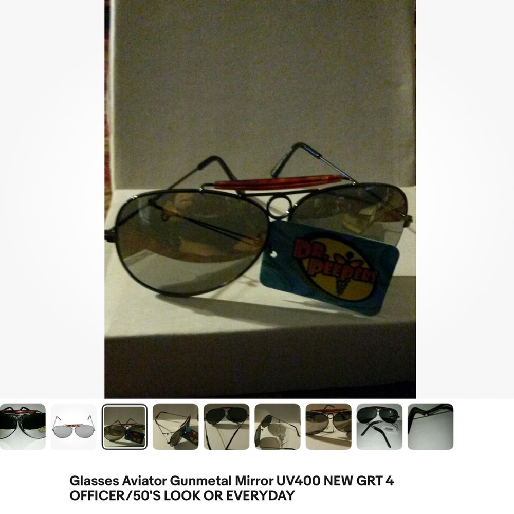 Glasses Aviator Gunmetal Mirror UV400 NEW GRT 4 OFFICER/50'S  by DR. Peepers